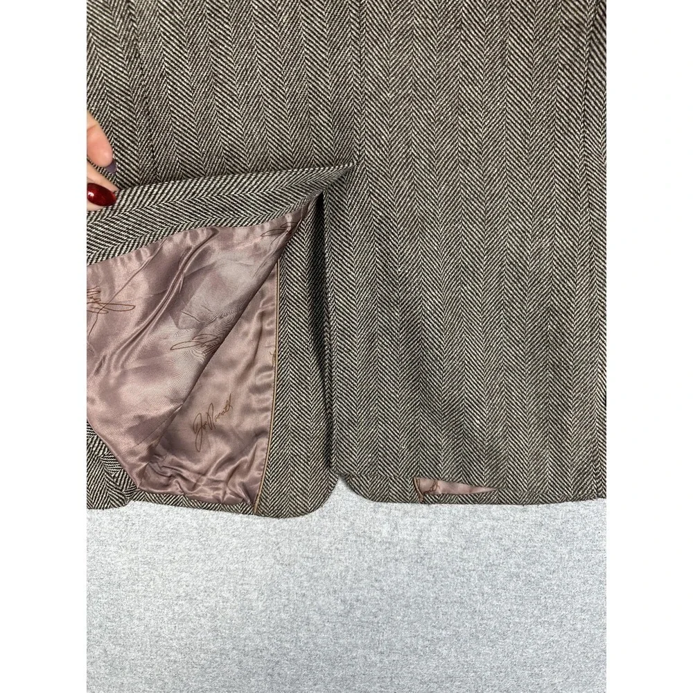 Vintage‎ Joe Namath Blazer Mens 42R Brown Herringbone Tweed Sport Coat 90s